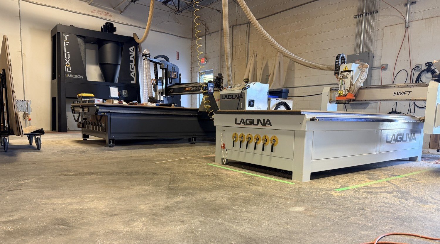 Laguna CNC routers on the Peachtree Corners shop floor